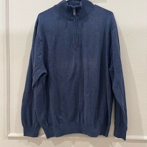 Jos. A. Bank Men’s XL Blue 100% cotton quarter Zip knit winter preppy Sweater
